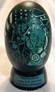 "Summer's Floral Bouquet" - An Emu egg hand carved and decorated by Laura J. Schiller