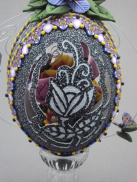 "Summer's Floral Bouquet" - A decorated Emu egg handmade by Laura J. Schiller