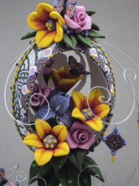 "Summer's Floral Bouquet" - A decorated Emu egg handmade by Laura J. Schiller