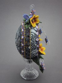 "Summer's Floral Bouquet" - A decorated Emu egg handmade by Laura J. Schiller