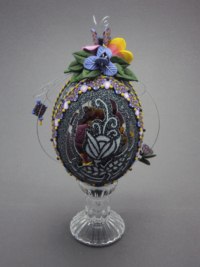 "Summer's Floral Bouquet" - A decorated Emu egg handmade by Laura J. Schiller