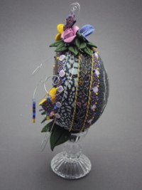 "Summer's Floral Bouquet" - A decorated Emu egg handmade by Laura J. Schiller