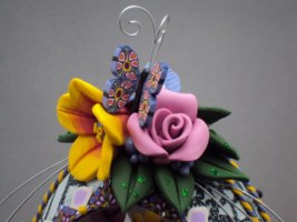 "Summer's Floral Bouquet" - A decorated Emu egg handmade by Laura J. Schiller