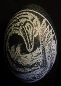 "Waiting For The Light" - An Emu egg hand carved by Todd Green