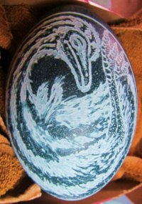 "Waiting For The Light" - An Emu egg hand carved by Todd Green