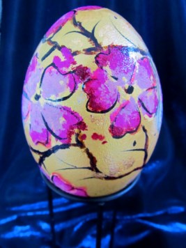 "Spring Cherry Blossoms" - An Emu egg hand painted by Shari Massey